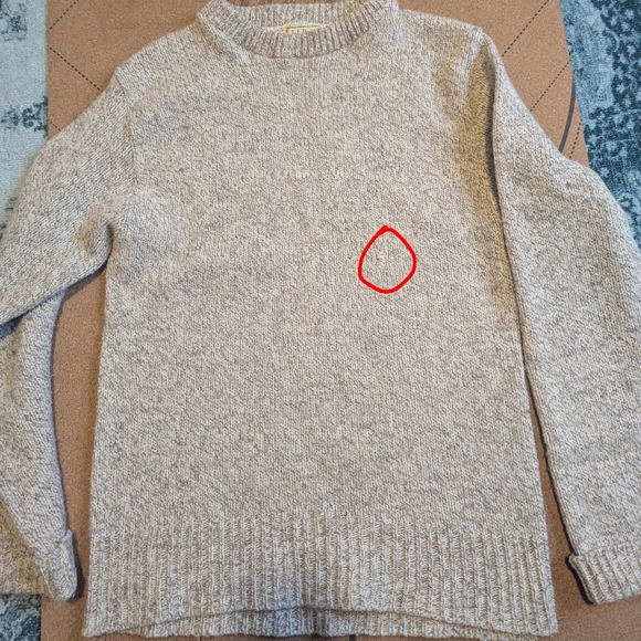 Vintage Oversized LL Bean Wool Crewneck Sweater Heathered Oatmeal Size L - Picture 5 of 8